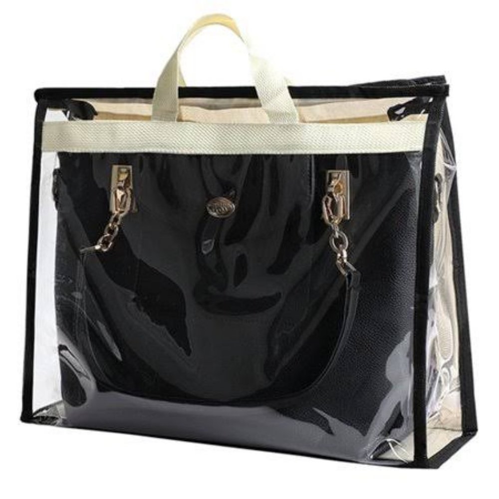Clear Travel Tote Bag with Black Inner Pouch